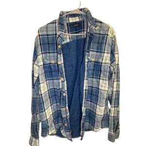 Lucky Brand Blue Plaid Button Down Long Sleeve Shirt Size Large